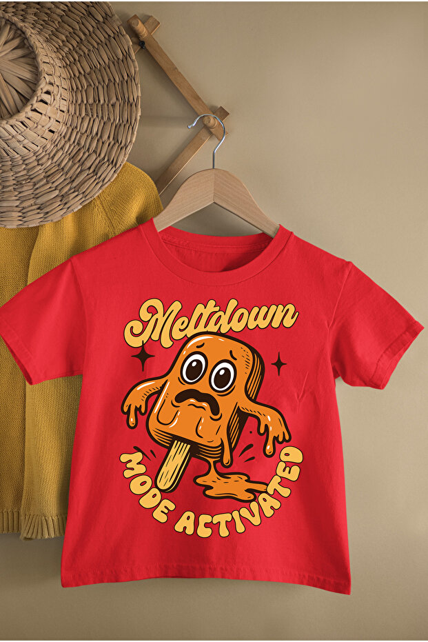 Melted Ice-Cream Printed Cotton Circle Neck Short Sleeve Youth and Children's Tshirt