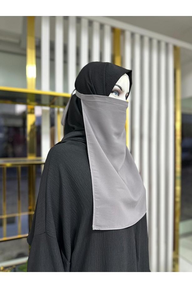 iç peçe dikdörtgen ,hijab.nikap gri renk - 3