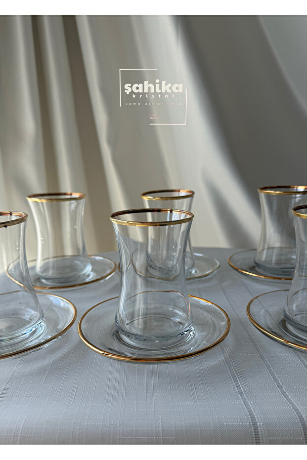 12 Piece Vera Gold Gilded Tea Set