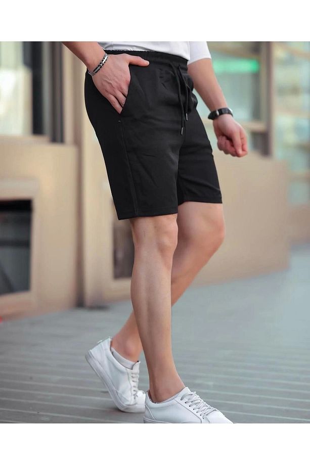 LCWAIKIKI Erkek Slim Fit Beli Lastikli Bağcıklı Cepli Şort | Pamuklu Yazlık Rahat Kalıp - 1