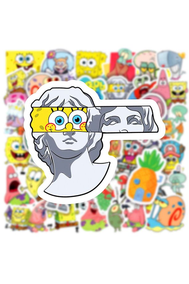 SüngerBob KareŞort Defter Suluk Laptop Notebook Tablet Telefon Kılıf Sticker Seti - 5