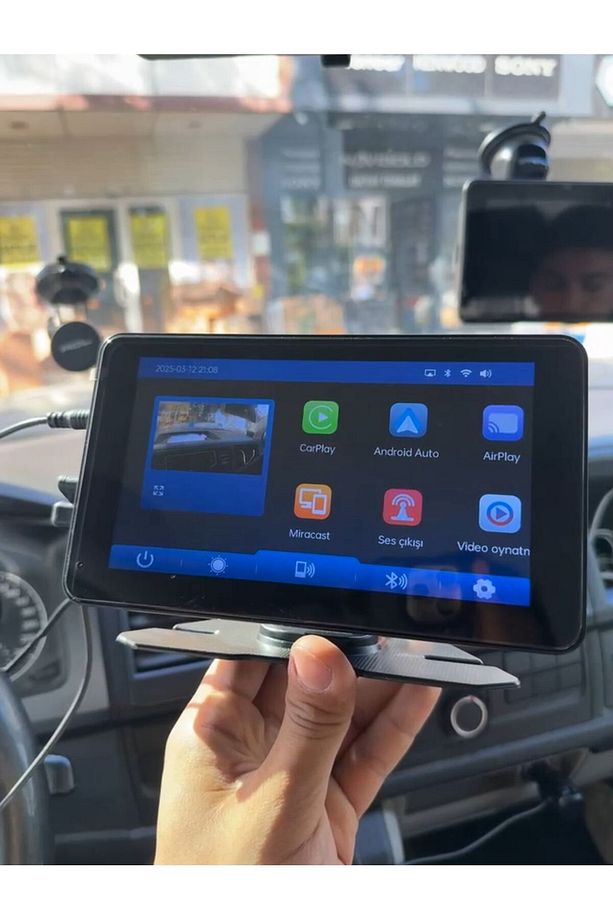 Carplay Apple Android Uyumlu 7 İnç Ekran Tak Çalıştır Ön/Arka Çift Kameralı Araç Ekranı - 1