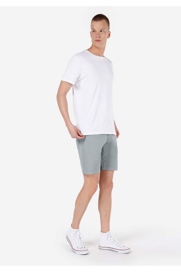 Regular Fit Orta Bel Düz Erkek Yeşil Şort - 3