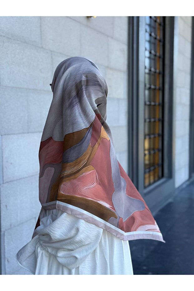 Cotton Amber Pattern Scarf-Stone