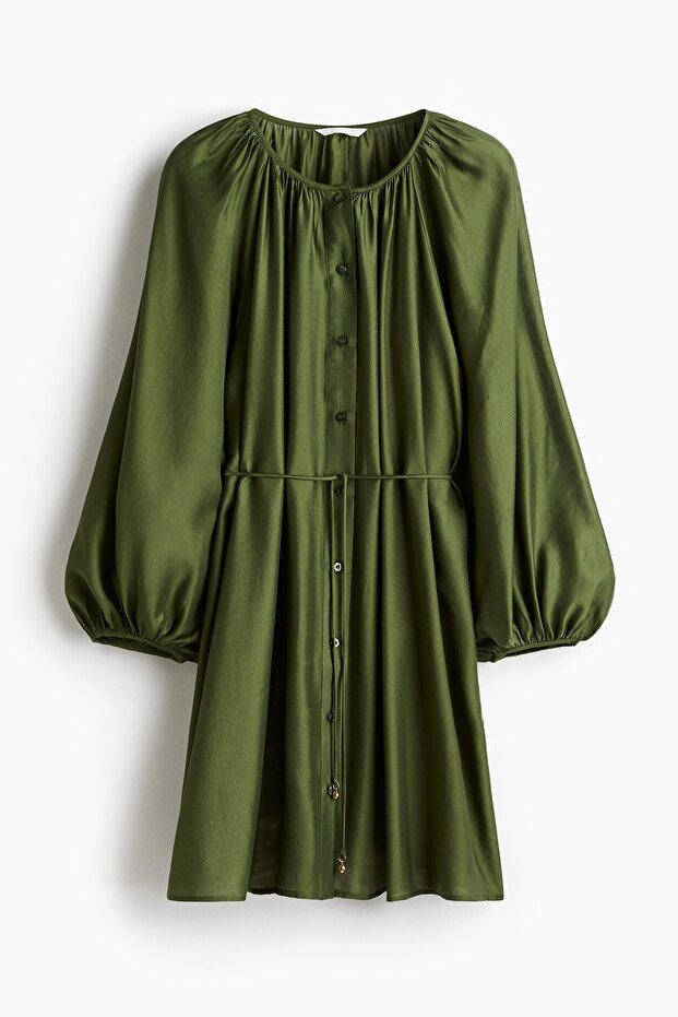 Kuşaklı Oversize Elbise - 1