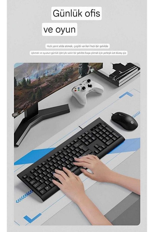 KM100 Kablolu Klavye Mouse Set İngilice Q - 5