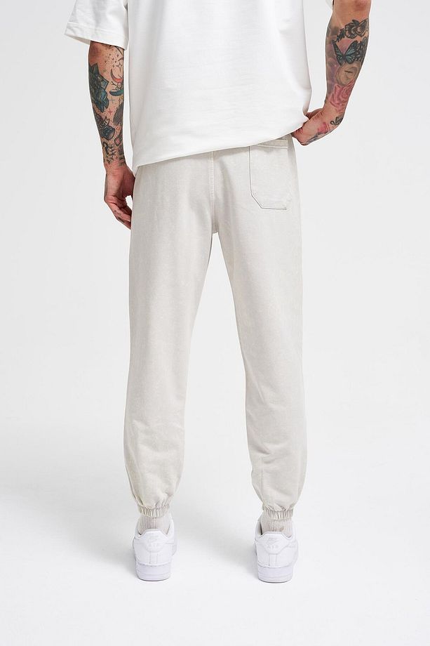 Erkek Luxury Basic Yıkamalı Jogger Eşofman Altı Soft Beıge Spotted - 5