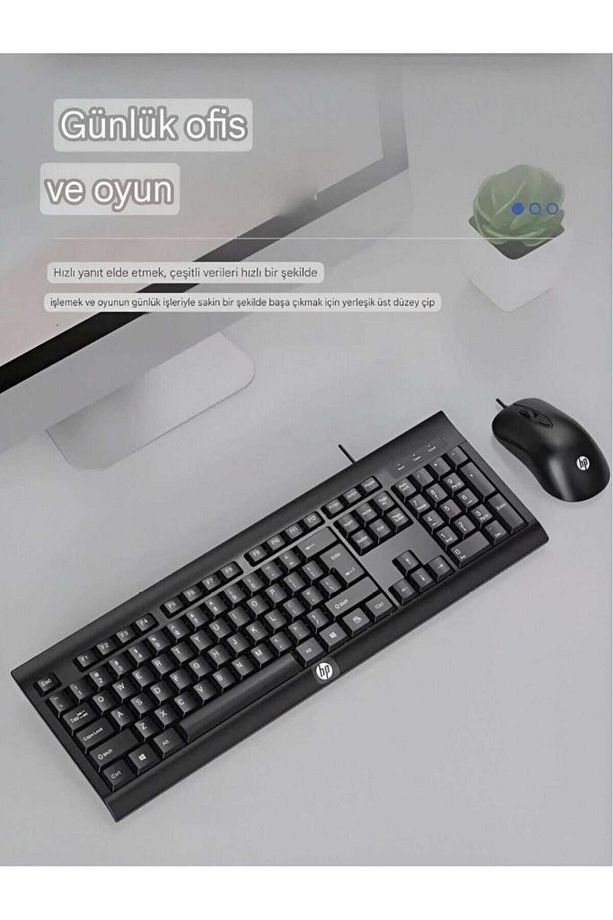 KM100 Kablolu Klavye Mouse Set İngilice Q - 4