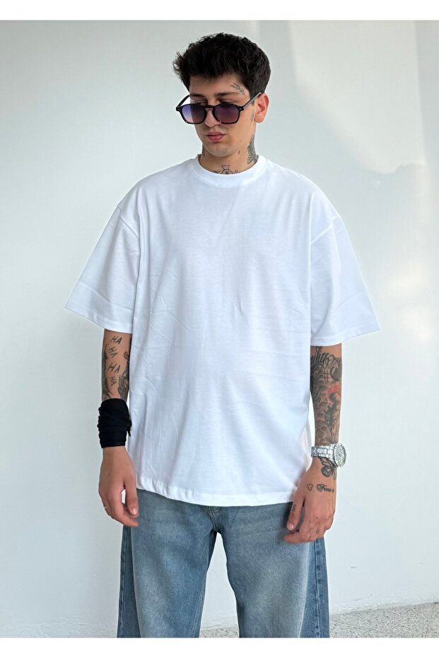 Thin Fabric Medium Oversize Fit Cotton Basic T-Shirt - 1