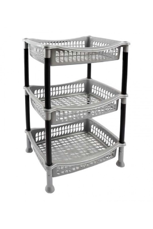 رف سلة تخزين بلاستيكية متعددة الأغراض بثلاث طبقات - 1