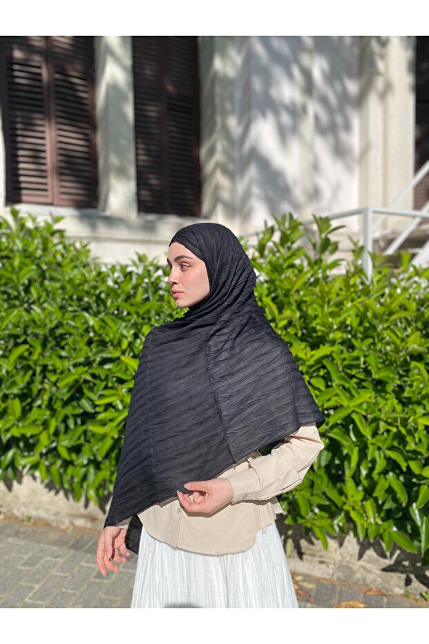 Piliseli Bambu Şal Siyah - 3