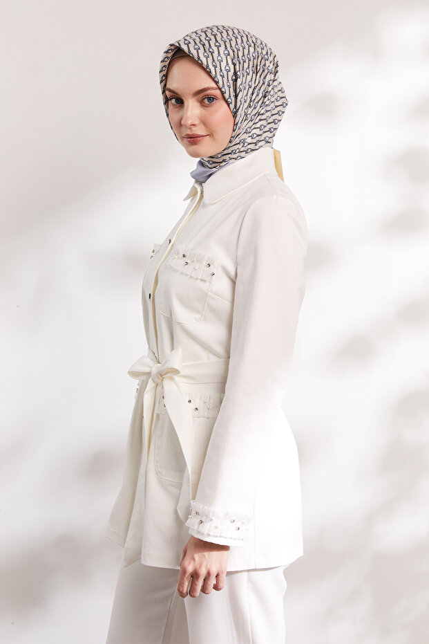 Kurdeleli Kuşaklı Ceket - 4