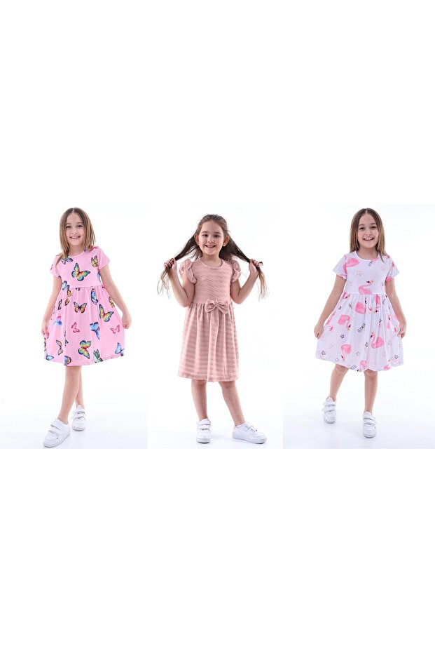 3 Pieces 3-Piece Printed Lycra Girl's Dress