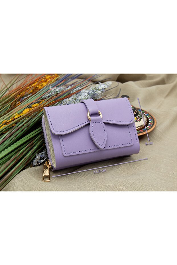 Defne Women's Wallet with Zippered Accordion Paper and Coin Compartment