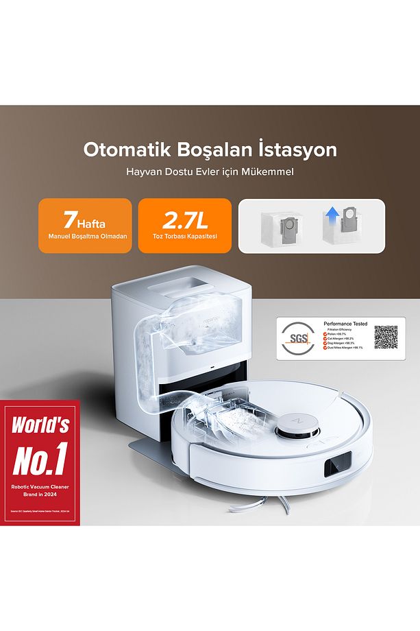 Q8 Max Pro Plus Akıllı Robot Süpürge Beyaz - 8