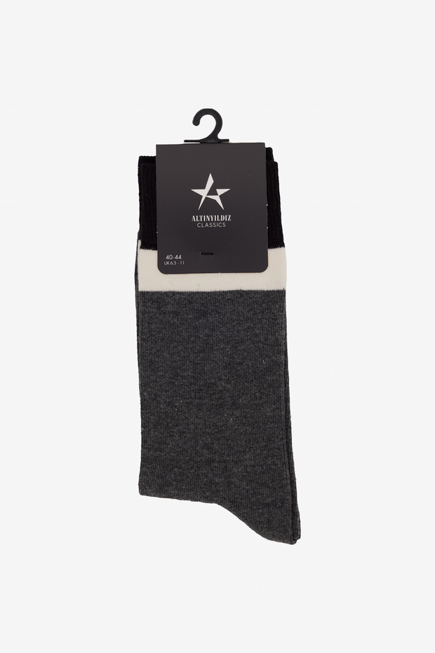 Men's Anthracite-Black Patterned Cotton Socks