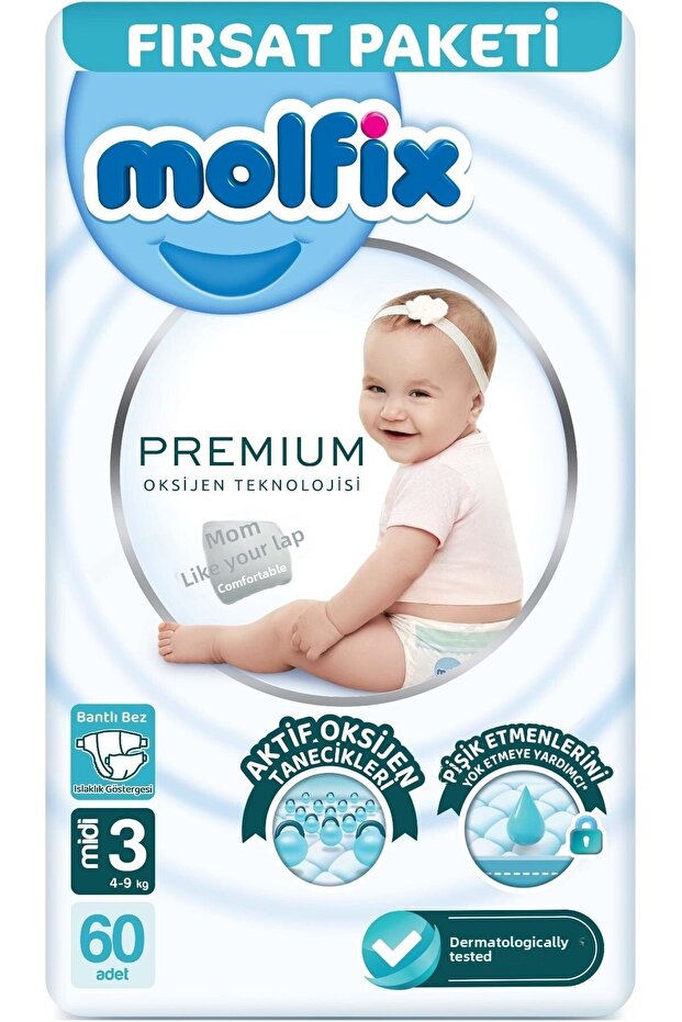 Premium 4-9kg Baby Midi Diapers - 60 Pieces Deal Pack