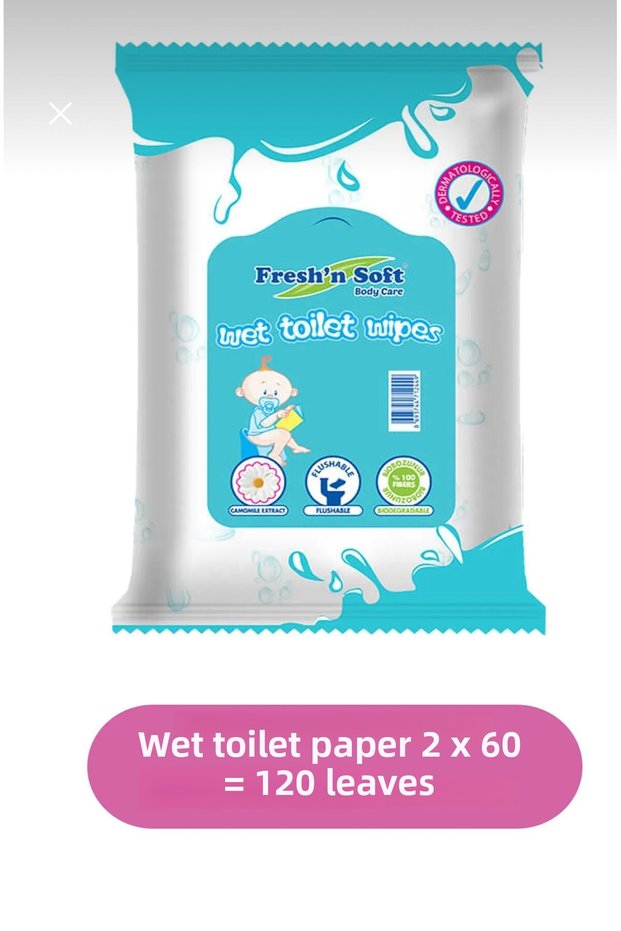 Fresh'n Soft Wet Toilet Paper Special for Children 2 Packs of 60