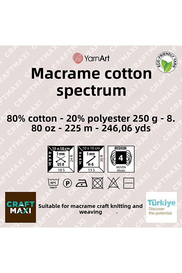 Macrame Cotton Spectrum - خيط مكرامية للحياكة اليدوية Ebruli-1324 - 2