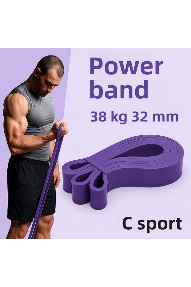 32mm Purple Power Band Fitness Resistance Powerband, Durable Resistance Band, Pilates Latex, Aerobic Squat.