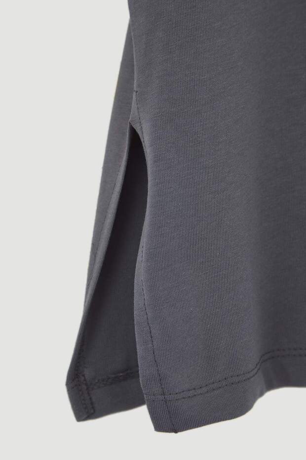 Antrasit Bisiklet Yaka %100 Pamuk Örme T-Shirt TBBSS23BF00030 - 9