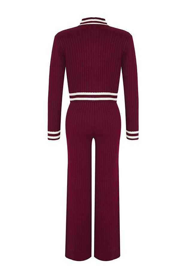 Bordo Fermuarlı Triko Alt-Üst Takım TWOAW25AU00058 - 7