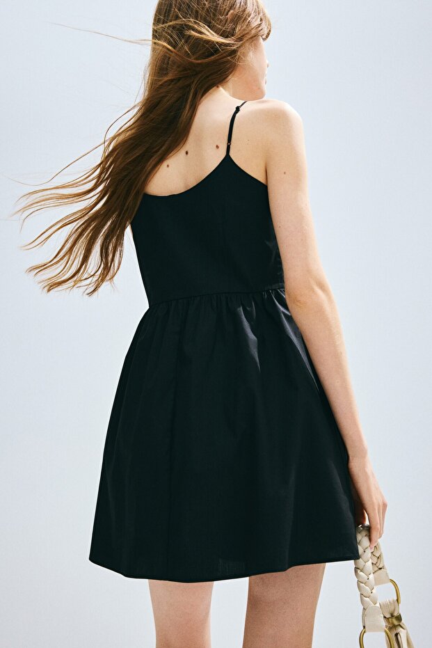Bağcık Detaylı Poplin Elbise - 5