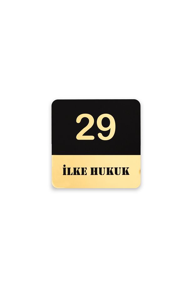 Gold Pleksi Yazılı Siyah MDF Kapı Numarası Panosu – Modern Kapı Tabelası - 3