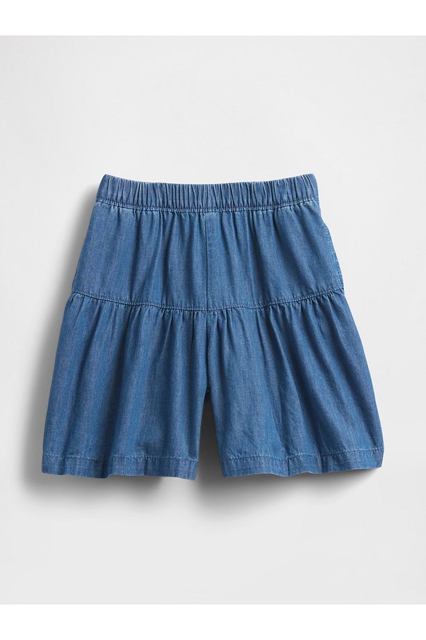 Kız Bebek Mavi Pull-On Culotte Şort - 1