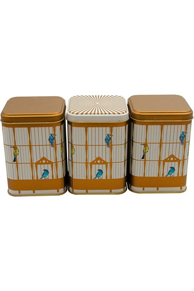 Erb25t7 Square Metal Storage Container 87x87x125, Set of 3, Bird Cage