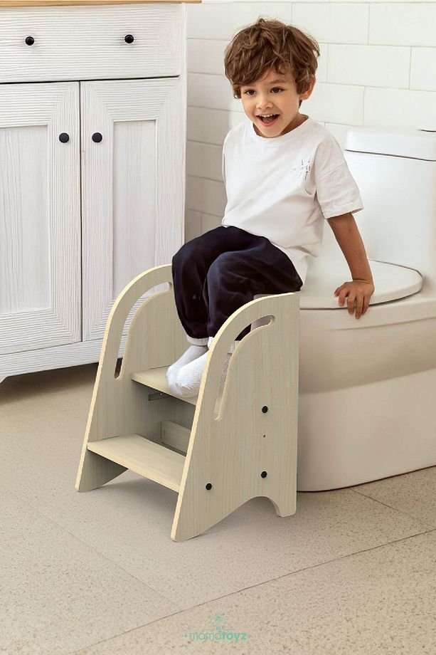 Küçük Öğrenme Kulesi Stepın High - Natural - Banyo Yükseltme Ve Tuvalet Wc Eğitimi Basamağı - 1