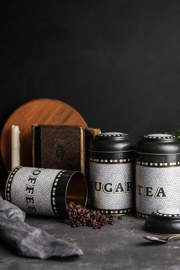 3-Piece Metal Storage Container Set 10.5 Cm Food Container Jar Set, Mosaic Erb04u1 - 1