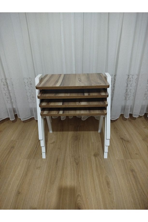 Zigon Sehpa 4'Lü Mermer Desenli Tepsi Model - 2