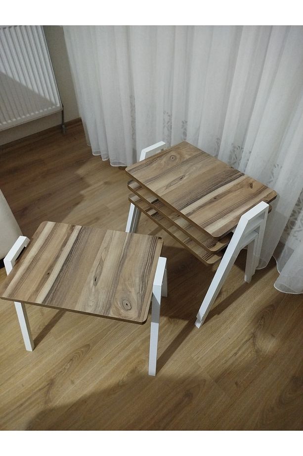 Zigon Sehpa 4'Lü Mermer Desenli Tepsi Model - 7