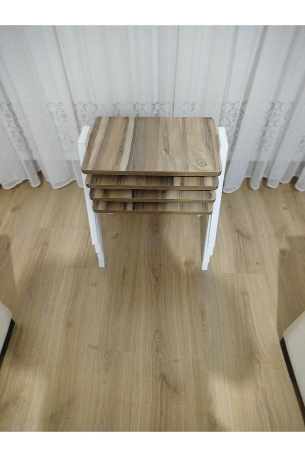 Zigon Sehpa 4'Lü Mermer Desenli Tepsi Model - 4