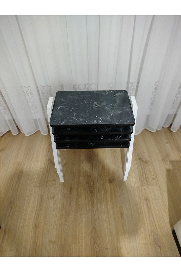 Zigon Sehpa 4'Lü Mermer Desenli Tepsi Model - 4