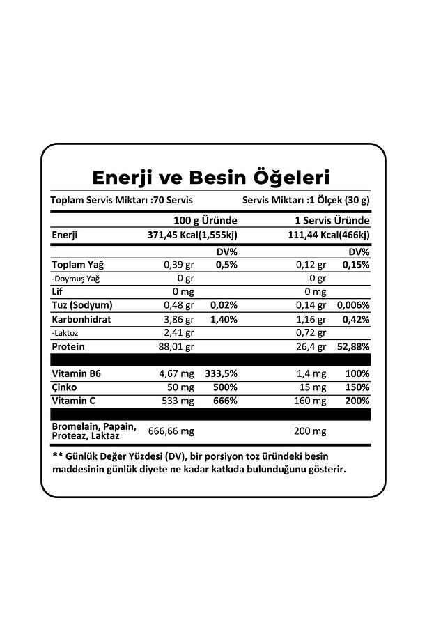 Whey Isolate Protein 2000 Gr 66 Servis Çikolata Fındık - 2