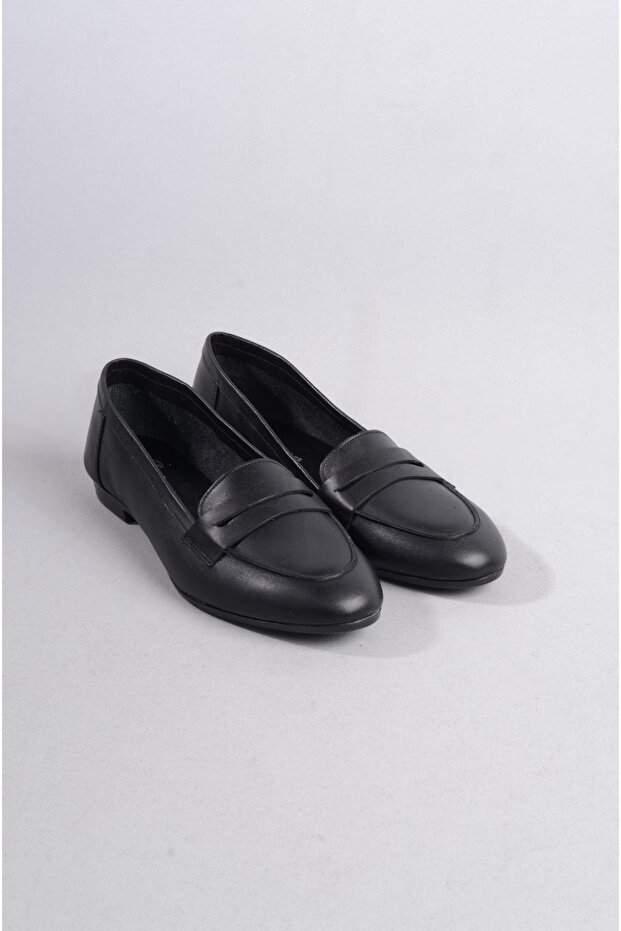 Select 008 genuine leather women's black flat shoe