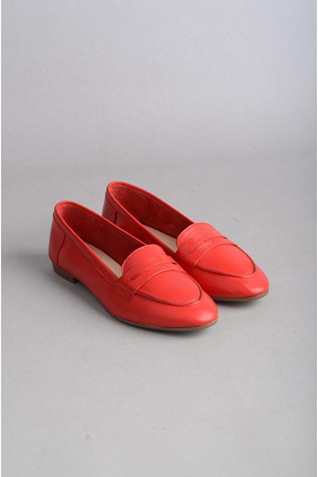 Select 008 genuine leather women's red flat shoe
