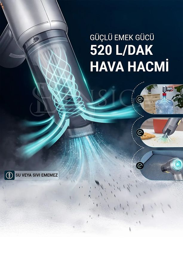 Emişli Üflemeli Şarjlı El Süpürgesi, 12000PA Maksimum Güç Fırçasız Motor, Ev, Ofis, Mutfak Süpürge - 4