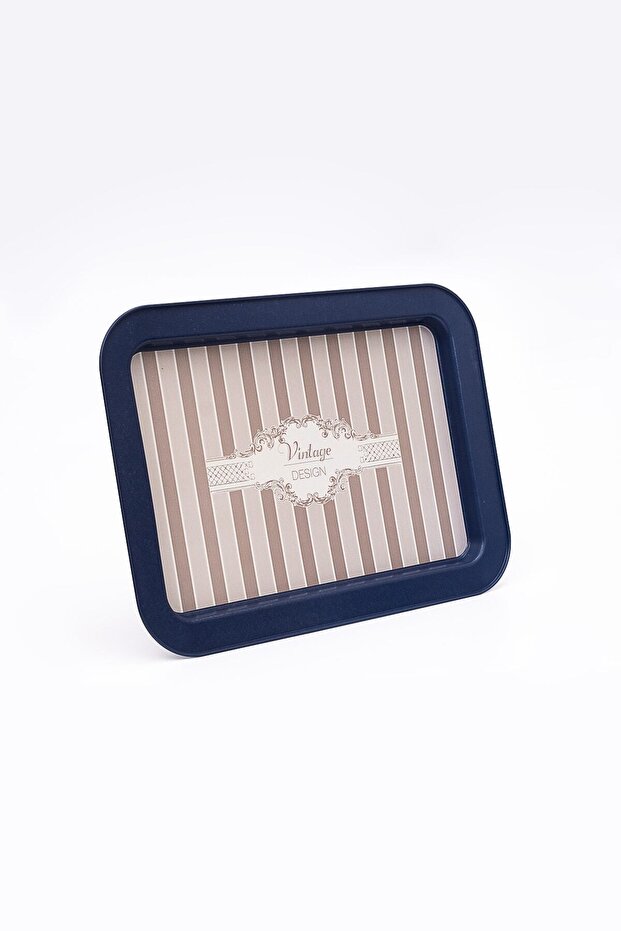 Ee169-5b صينية مستطيلة منقوشة باللون الأزرق 32x43 سم - 3