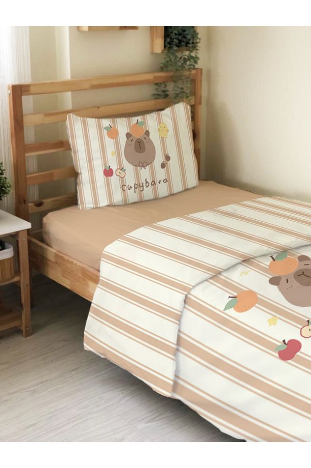 Capybara Desenli Tek Kişilik Flanel Nevresim Takımı 160x220 cm - 3