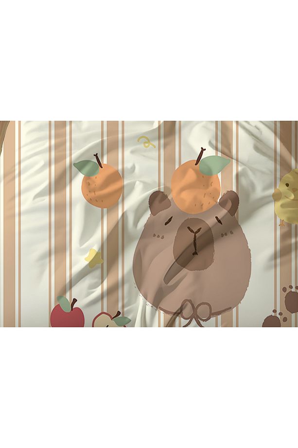 Capybara Desenli Tek Kişilik Flanel Nevresim Takımı 160x220 cm - 4