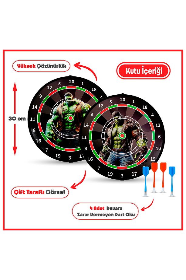 4 Oklu Mıknatıslı Dart Seti Çift Yönlü Manyetik Dart Askılı Dartboard - 3