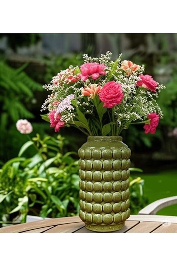 Seramik Yeşil Baloncuklu Vazo - 4