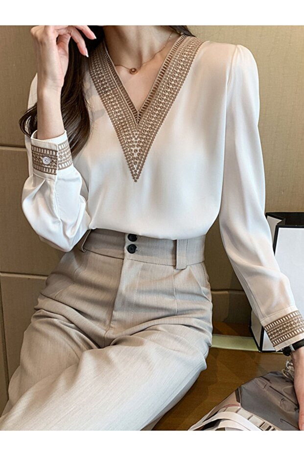 Dantel Yaka Gömlek - 5