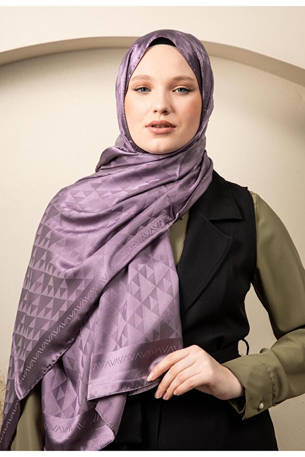 مثلث نمط لامعة الجاكار شال أرجواني - 1