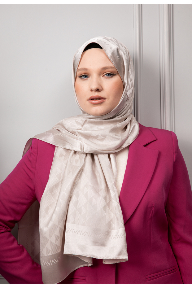 مثلث نمط لامعة الجاكار شال عاج - 3