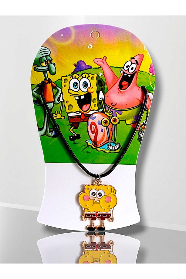 Süngerbob Figür Temalı Kartlı Sünger Bob Kolye - Pirinç Uçlu Asansör Sistemli - 4