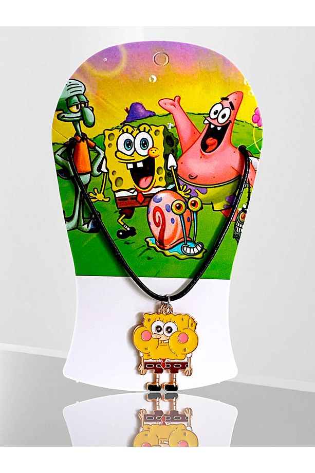 Süngerbob Figür Temalı Kartlı Sünger Bob Kolye - Pirinç Uçlu Asansör Sistemli - 1